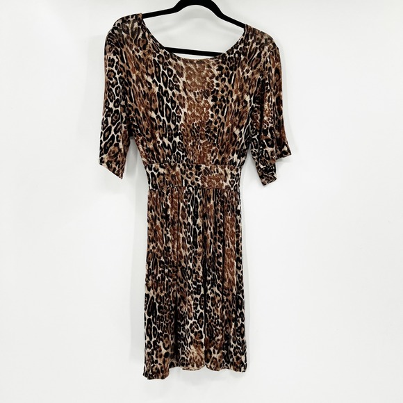Only Hearts Dresses & Skirts - ONLY HEARTS Leopard Print Keyhole Waist Cinched Midi Dress Womens XS